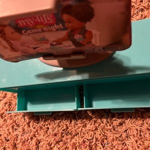 American girl doll living room set with TV that you can put your phone in